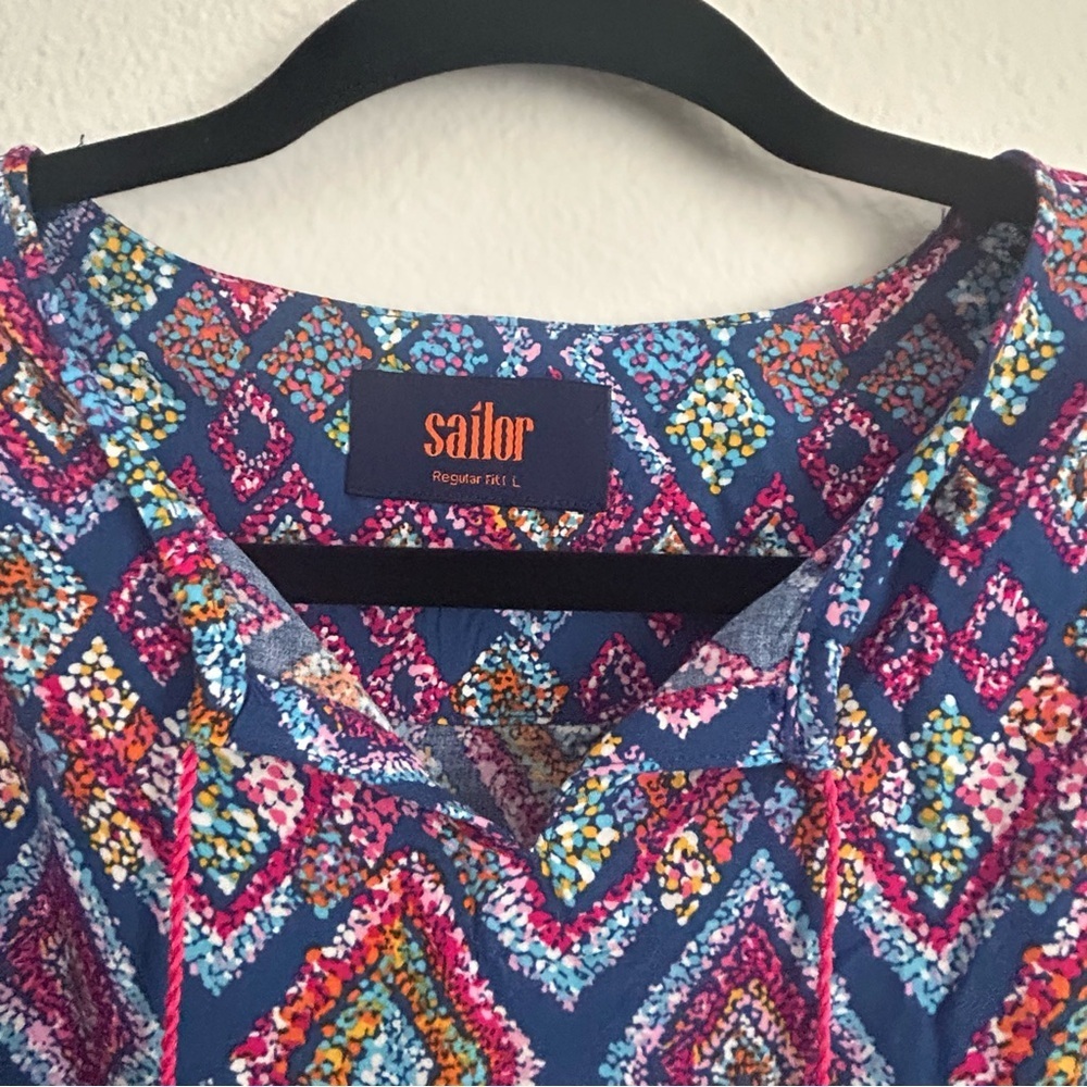 Sailor Colorful Geometric Patterned Blouse - Picture 3 of 6